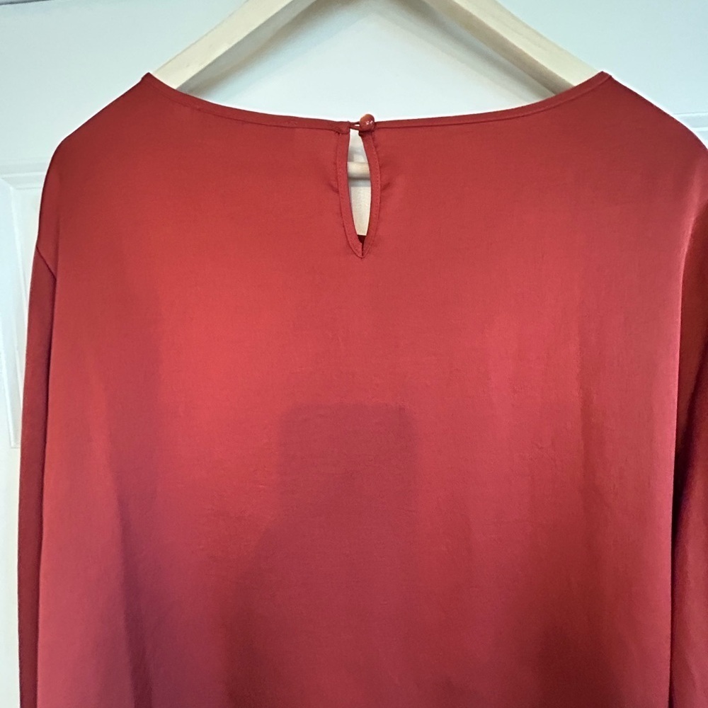 Kasper Burnt Orange Career Silky Relaxed Boxy Blouse Size 3X - Picture 7 of 11